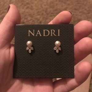 Nadri pearl earrings with crystal accents
